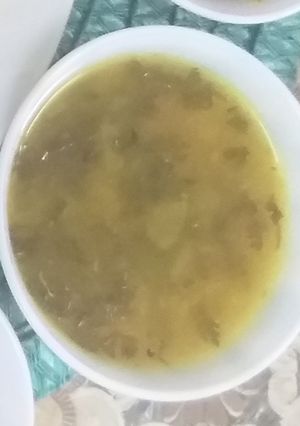 A picture of Lemon corn Coriander soup.