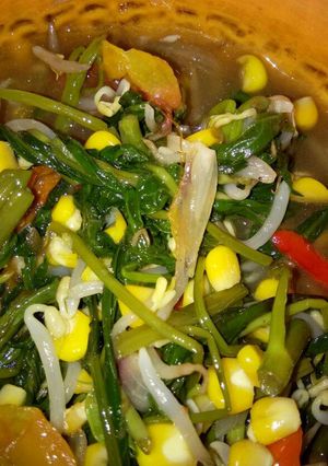 Foto resep Tumis JMKT (jagung mangga muda kangkung toge) sederhana