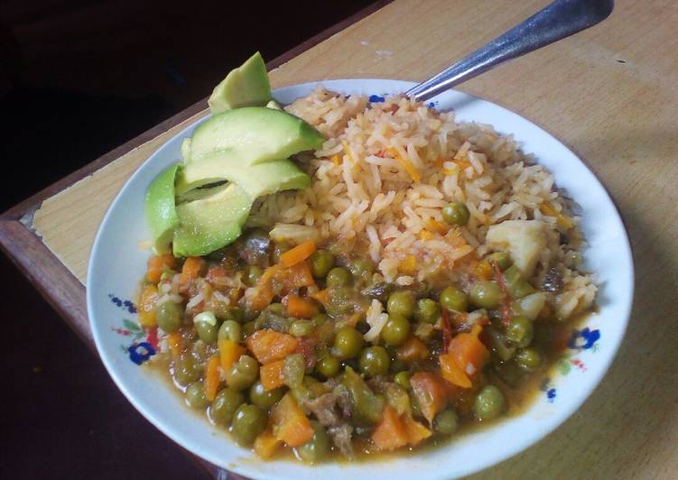 Carrot rice,green peas