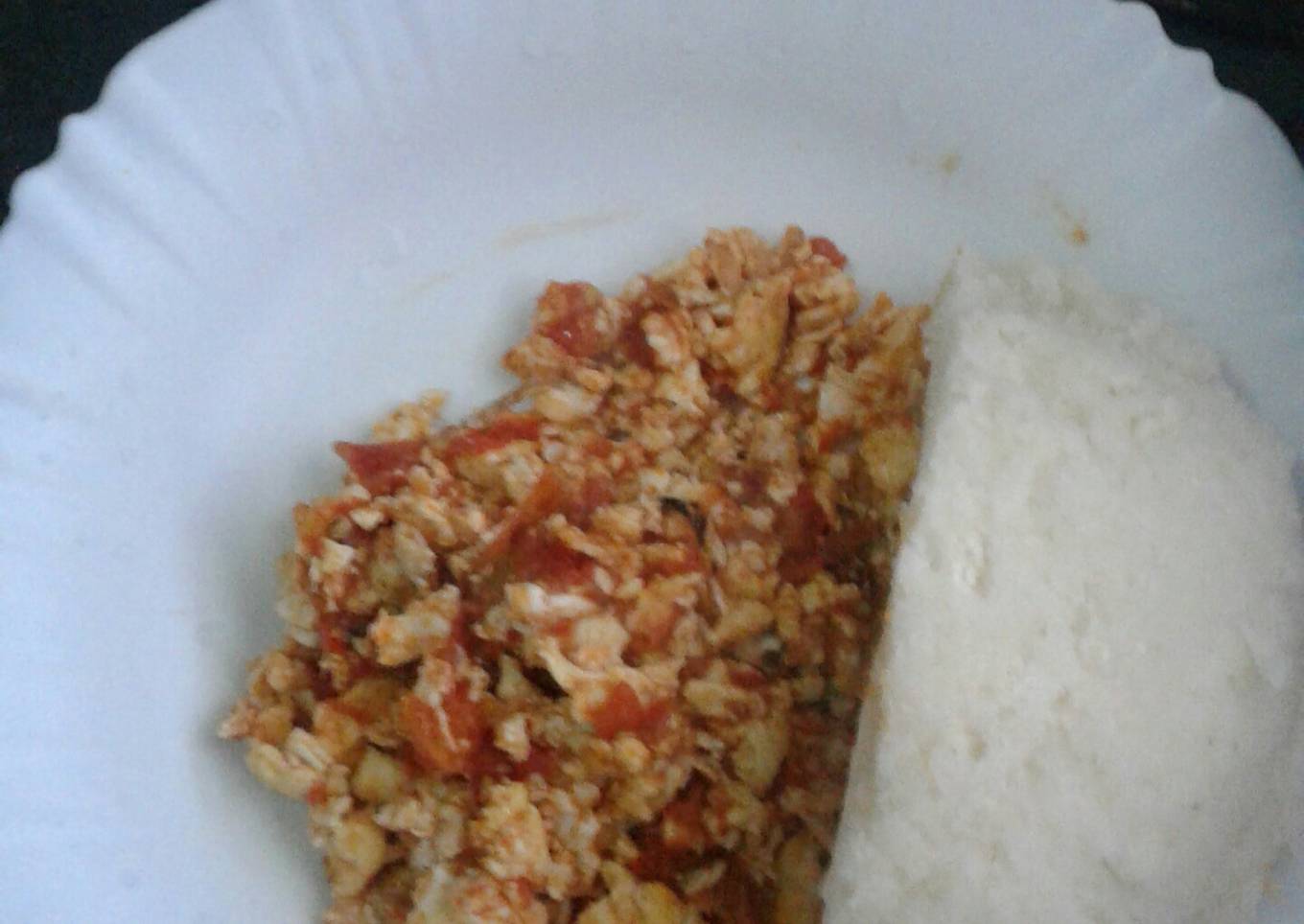 Scrambled eggs and ugali