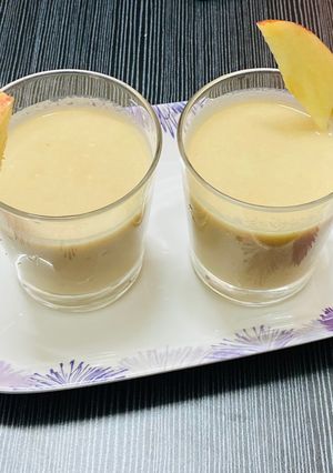 A picture of Apple smoothie with coconut milk.