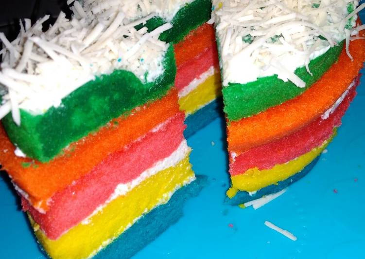 Bagaimana Membuat Rainbow cake lembut Ny. liem yang Lezat