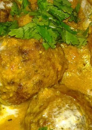 A picture of Shahi pumpkin, paneer kofte.
