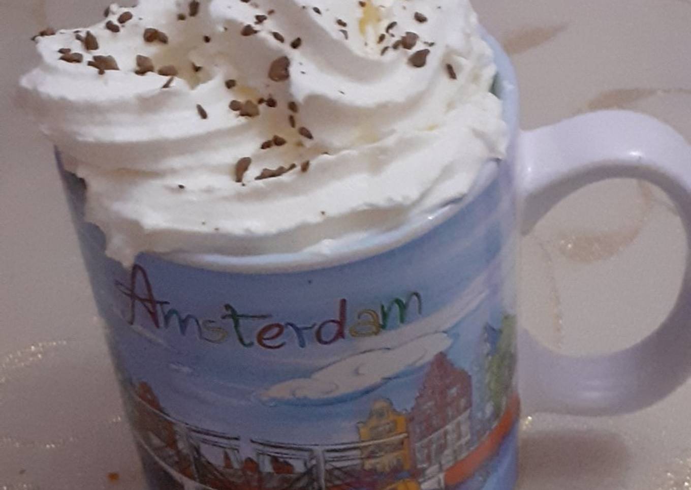 Milk coffee with whipping cream