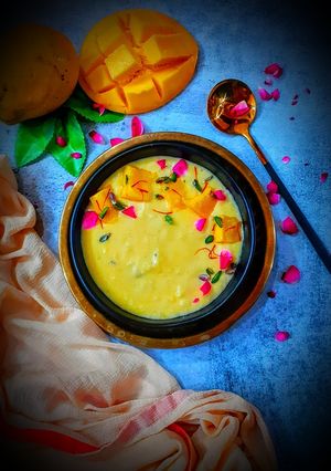A picture of Mango rice kheer.