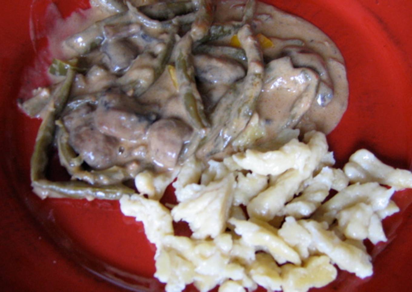 Mushroom and green bean stroganoff