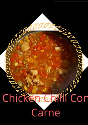 A picture of Chicken chilli con carne 🌶🍜.