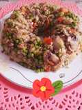 رز بالخضار والمشروم واللحم(حلة واحدة)