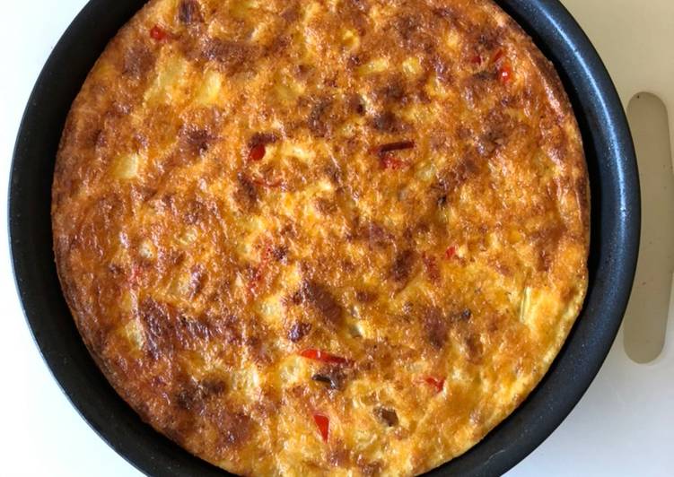 Quick and Easy Oven-baked ham, onion, etc. frittata