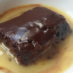 A picture of Vickys Hot Fudge Cake, GF DF EF SF NF.