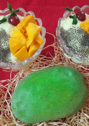 A picture of Mango custard with chia seeds.