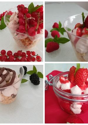 A picture of Cheesecake with Mixed Berries, Nutella, and Strawberry Tiramisu.