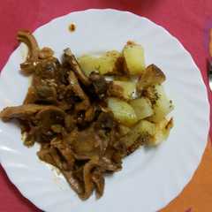 Una foto de Caldereta de chuletas de cordero con guarnición de patatas asada