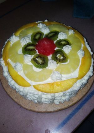 A picture of Fresh fruit cake.