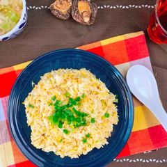 A picture of Baby Sardines Fried Rice Packed with the Umami taste of Shiitake powder.