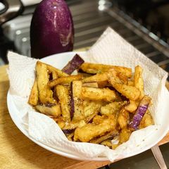 A picture of Fried Eggplant w Honey Drizzle.