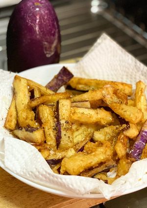 A picture of Fried Eggplant w Honey Drizzle.