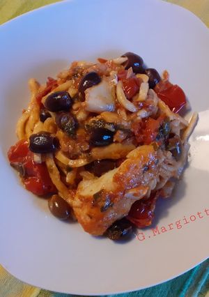 A picture of Troccoli alla Puttanesca with Salted Cod.