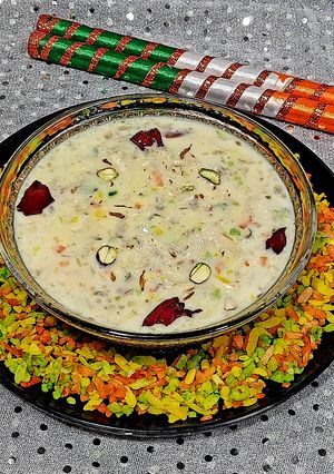 A picture of Rajwadi Rangila Dudh Pauha - Rajwadi Rangila Milk Flatten Rice.