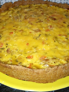 Una foto de Tarta de puerro y hongos