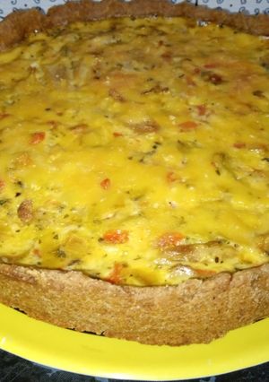 Una foto de Tarta de puerro y hongos