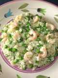 Risotto con piselli e gamberetti