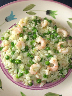 Foto di Risotto con piselli e gamberetti