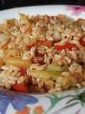 Wok de arroz integral con verduras