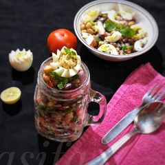 Four Bean Salad With Egg Topping A picture of Four Bean Salad With Egg Topping.