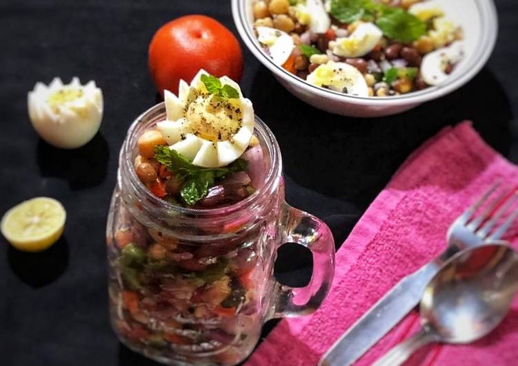 Four Bean Salad With Egg Topping