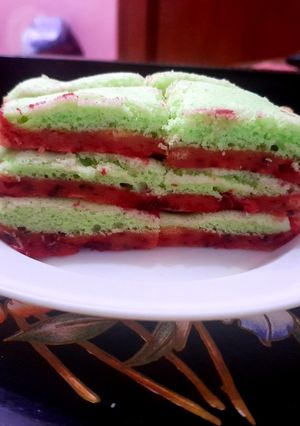 Foto resep Bolu pandan lapis buah naga