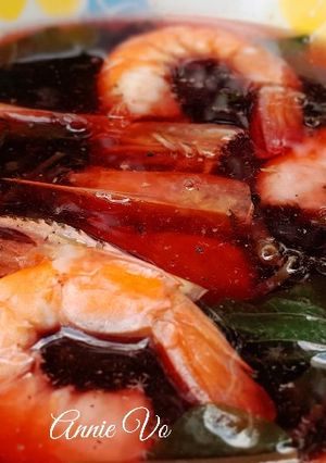 Hình của món Canh rau dền đỏ nấu tôm.