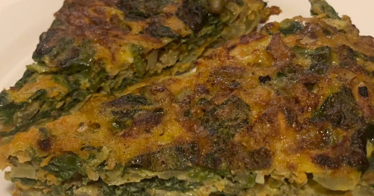 TORTILLA de ESPINACA y ZANAHORIA con nueces y semillas Receta de