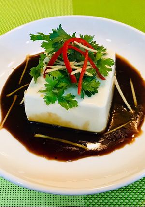 Hình của món Đậu hũ non hấp tương gừng.