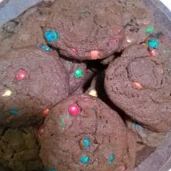 A picture of Chocolate M&M Cookies.