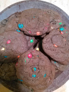 A picture of Chocolate M&M Cookies.