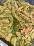Whole Wheat Pasta with Zucchini, Squash Blossoms, and Salmon