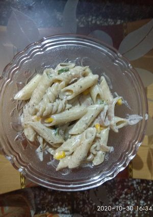 A picture of White Sauce Pasta.