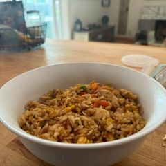 A picture of Chicken egg fried rice.