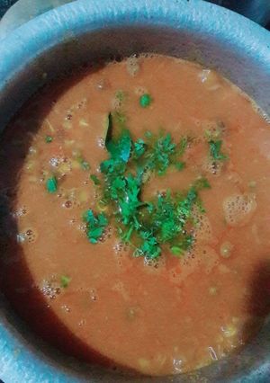 A picture of Sprouted moong sambar (.