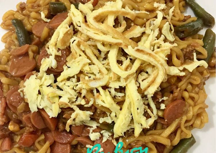 Resep Bakmie goreng sosis Anti Gagal