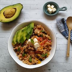 A picture of Mexican fried rice.