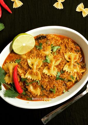 A picture of Keema Pasta Curry.