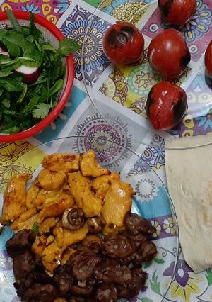 عکسی از دستور جوجه کباب و دل مرغ کبابی😋