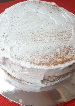 A picture of Semi naked vanilla cake.