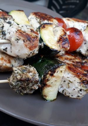 Une photo de Brochettes de poulet mariné