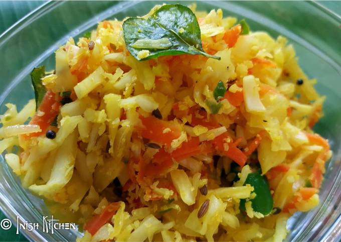 Steps to Make Delicious Cabbage Thoran Subzi