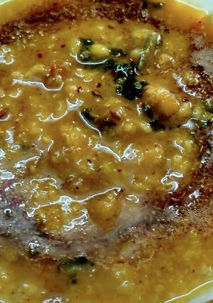 A picture of Dal fry dhaba style.