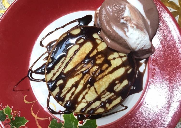 Resep Pancake es krim coklat Anti Gagal