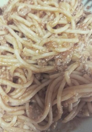 Una foto de Pasta con carne picada con toque picante
